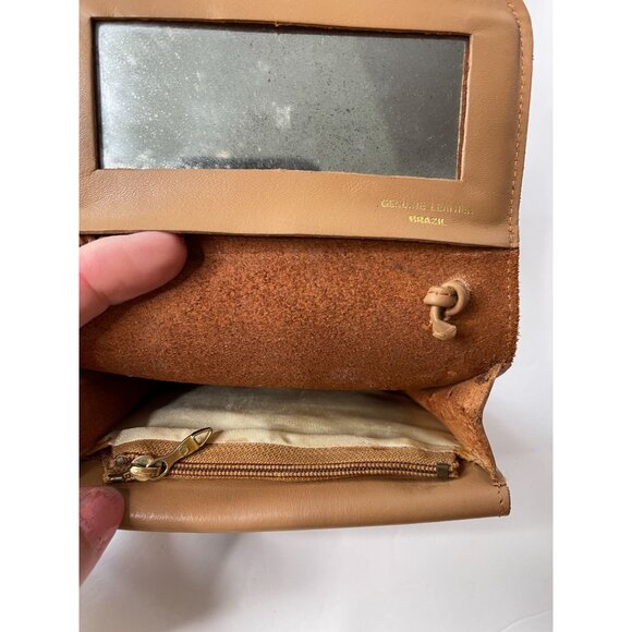 Genuine Leather Mini Crossbody Purse Brazil Vintage 70s 80s Handmade - Picture 5 of 6